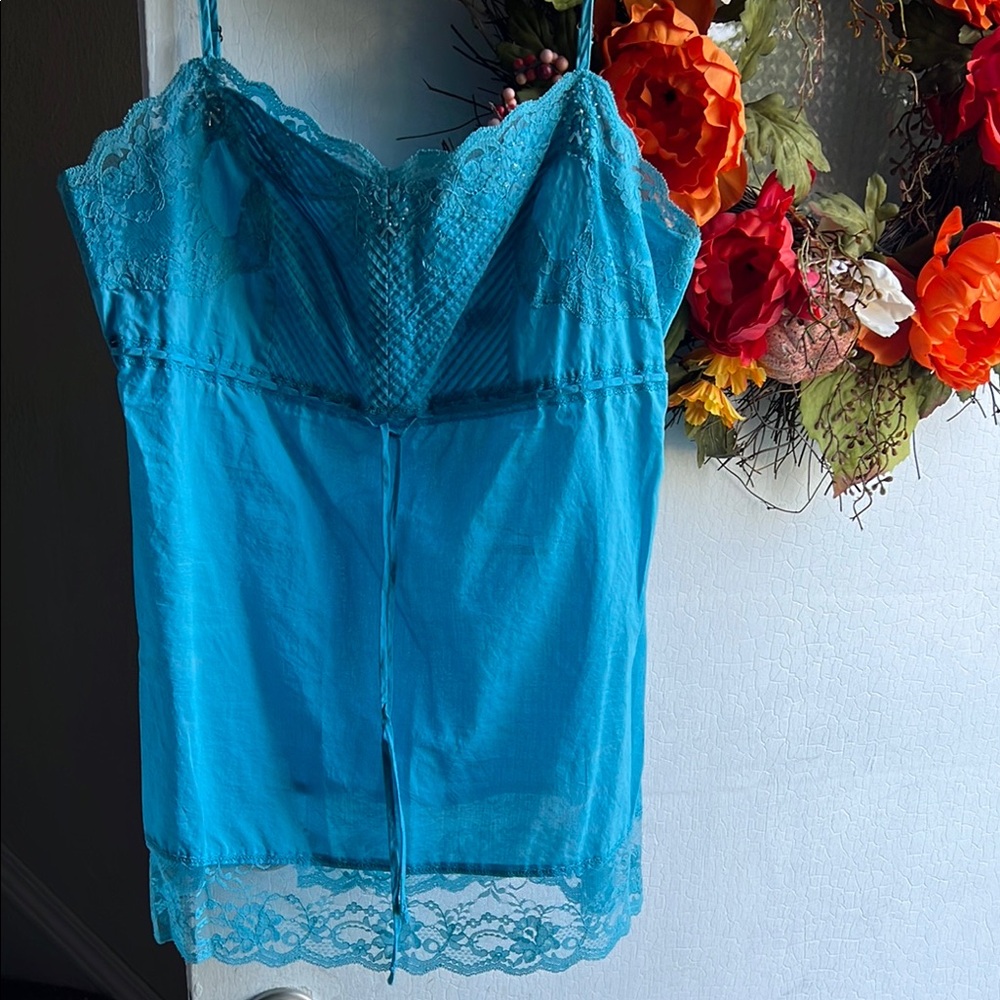 Express Blue Satin Lace Chemise